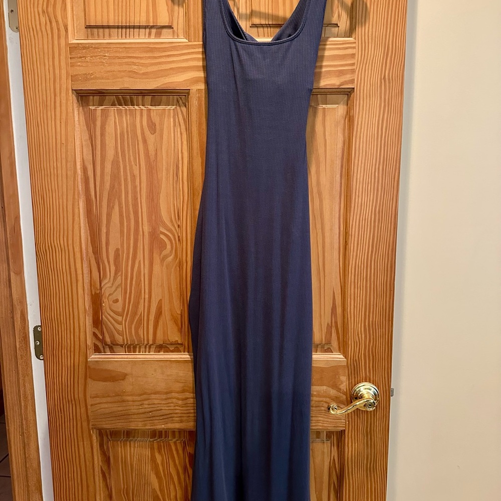 l*space Navy Scoop-Neck Ribbed Maxi Dress